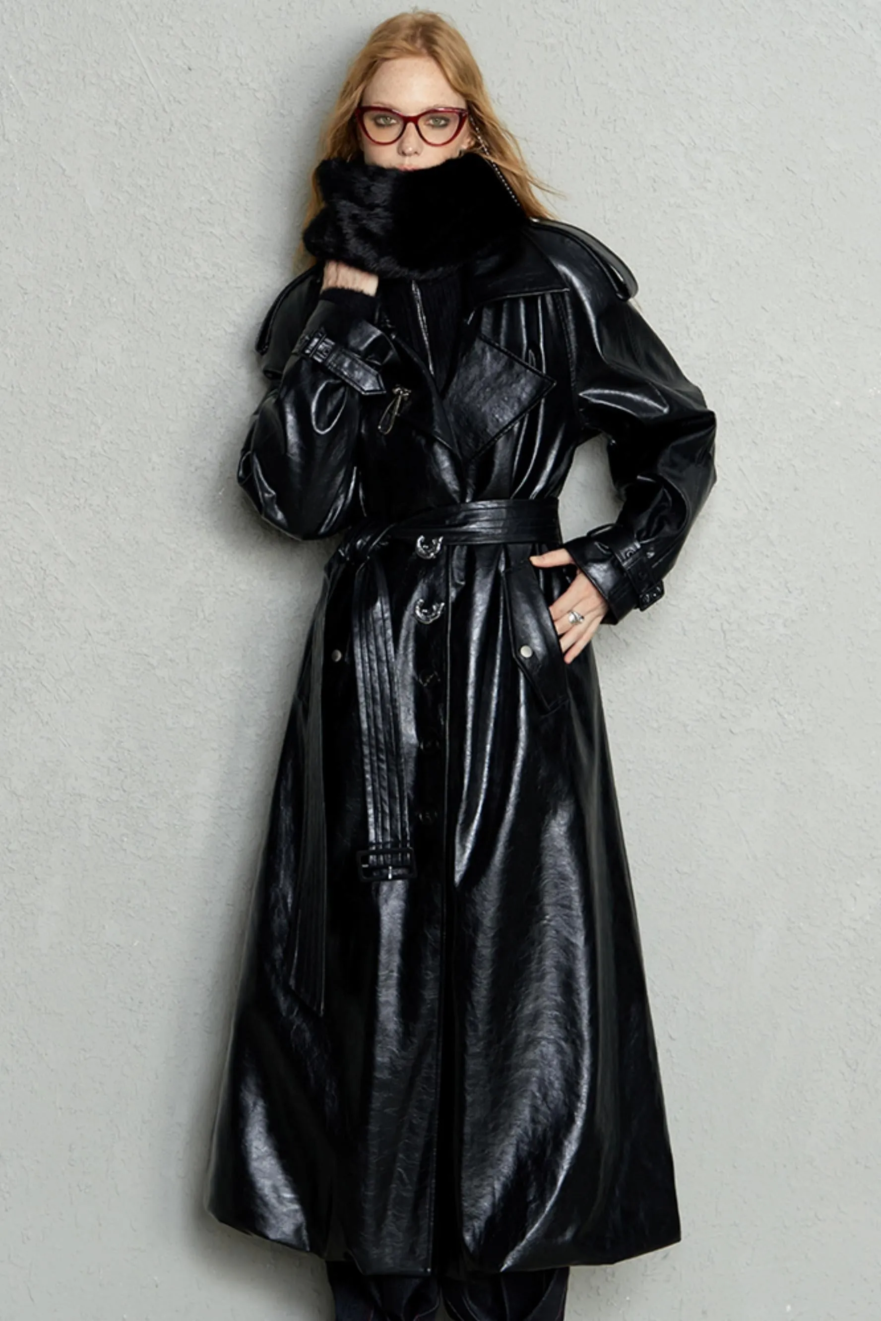 Matrix Leather Trench Coat