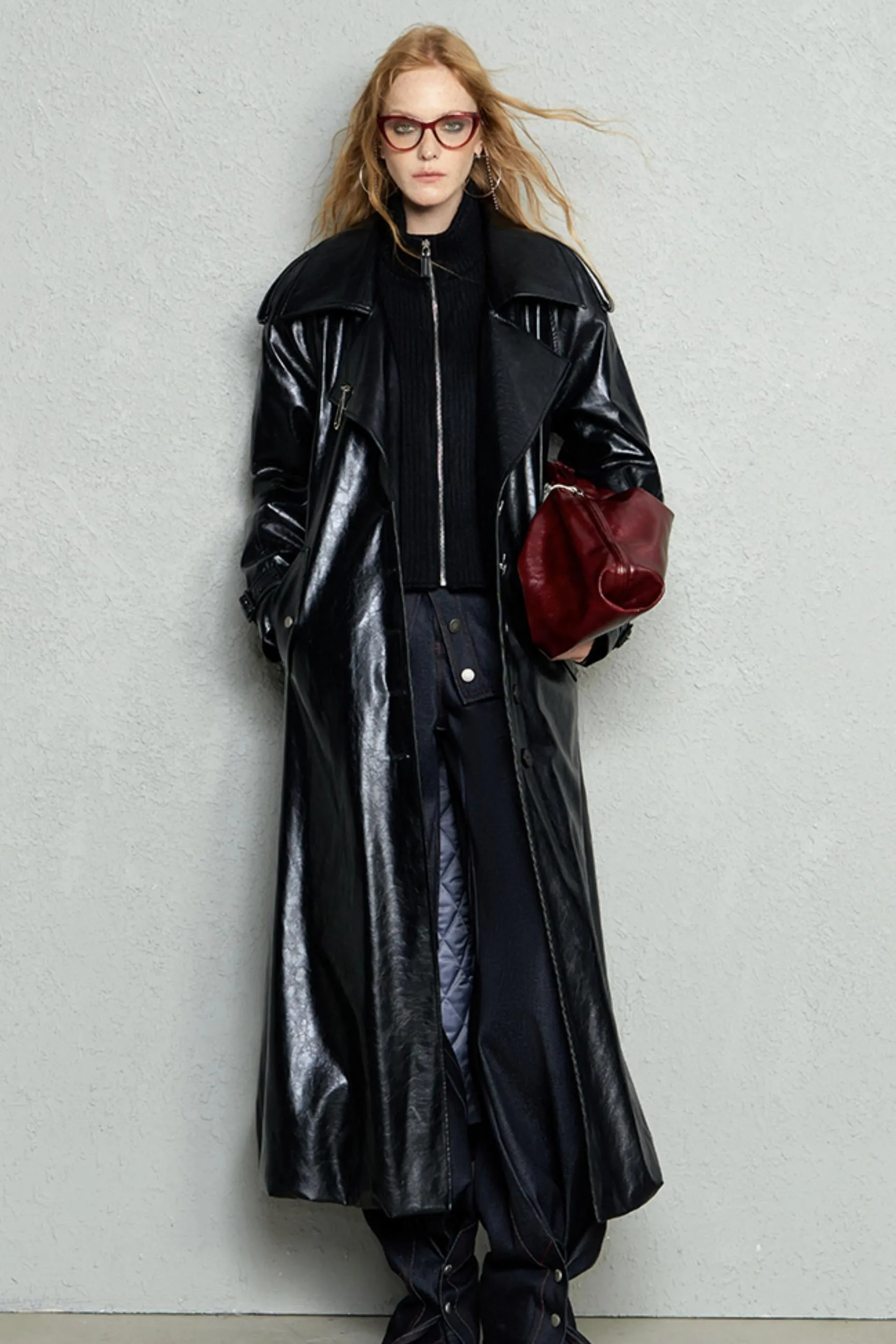 Matrix Leather Trench Coat