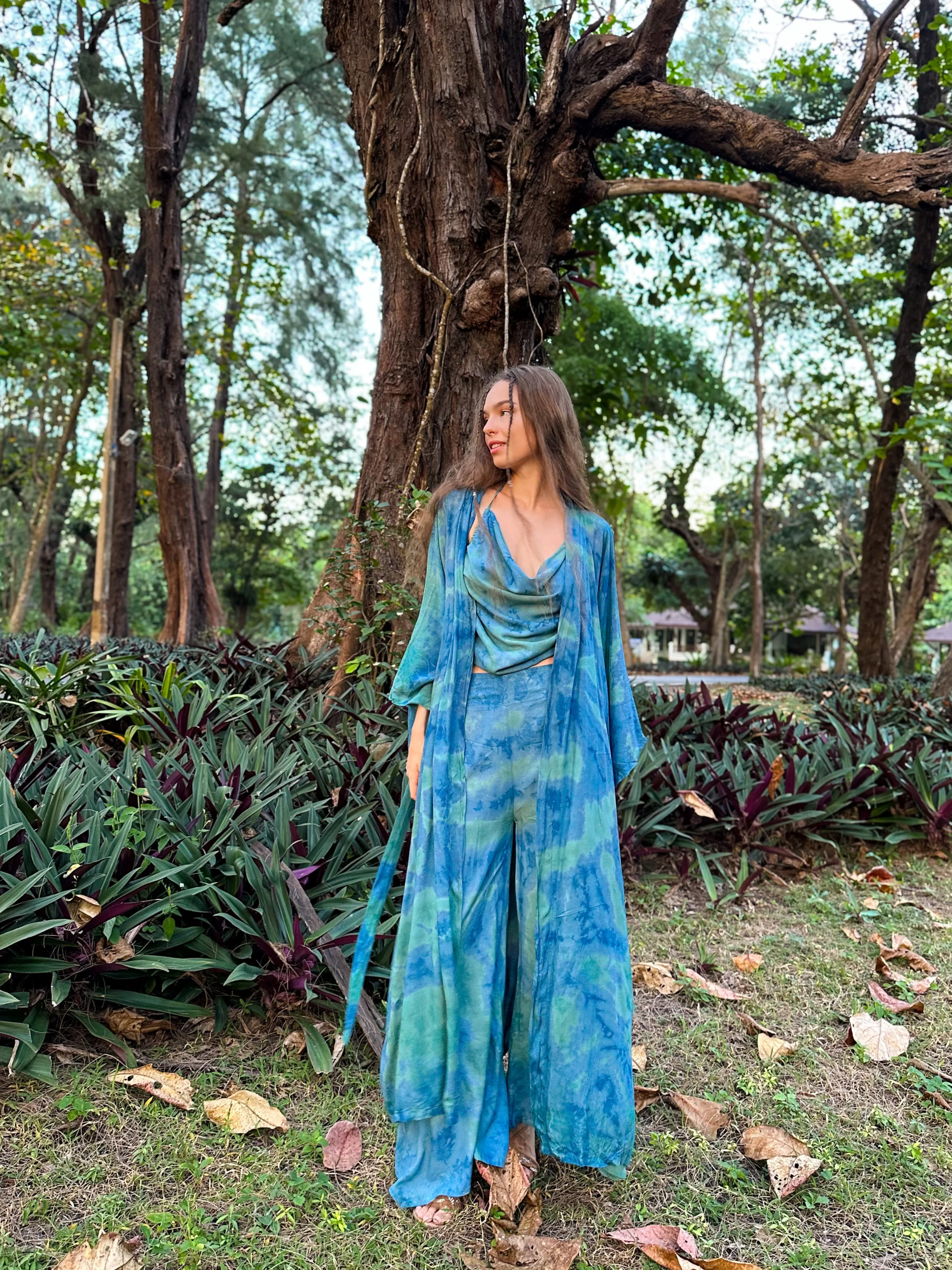 Maya Samurai Tie Dye Trousers - Ocean Blue
