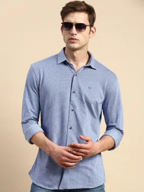 Men Navy Geometrical Casual Shirt