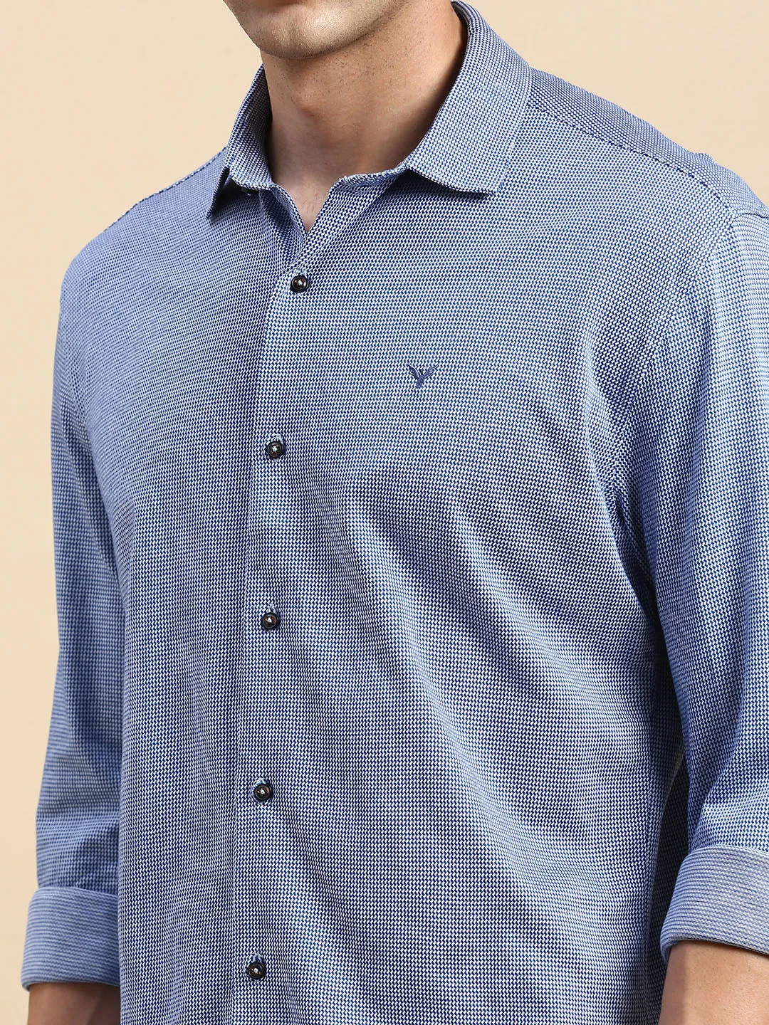 Men Navy Geometrical Casual Shirt