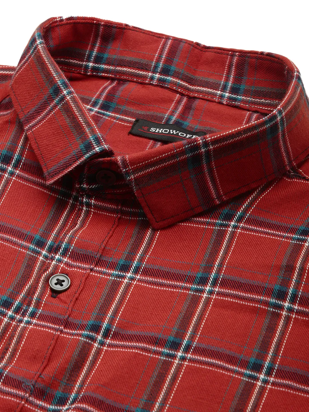 Men Red Checked Casual Shirt