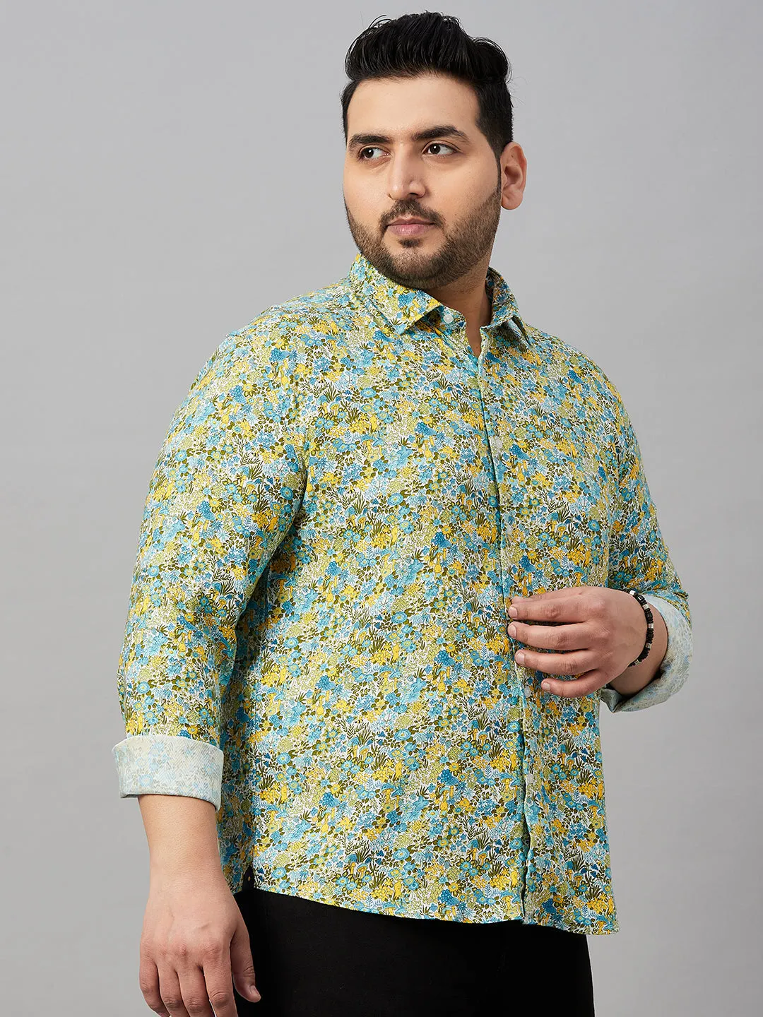 Men Spread Collar Printed Multi Shirt