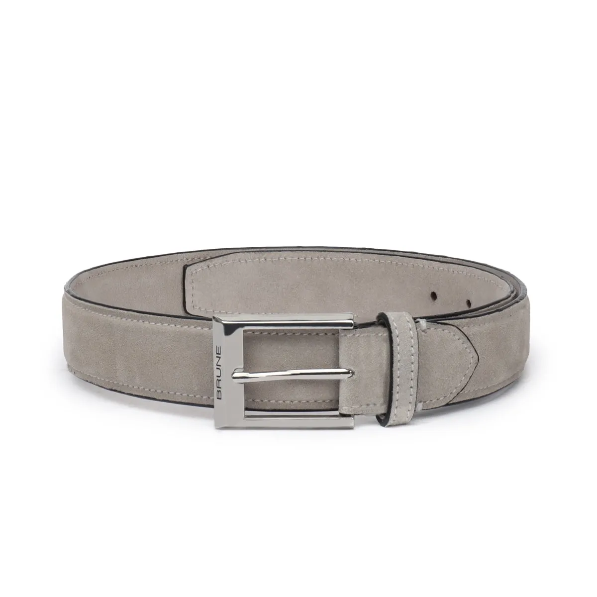 Men's Beige Suede Leather Belt With Silver Metal Buckle By Brune & Bareskin