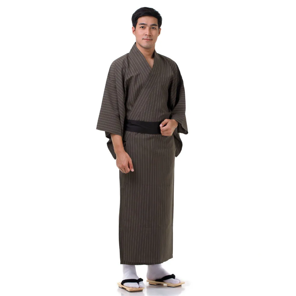 Men’s Brown Yurei Japanese Yukata Kimono Robe