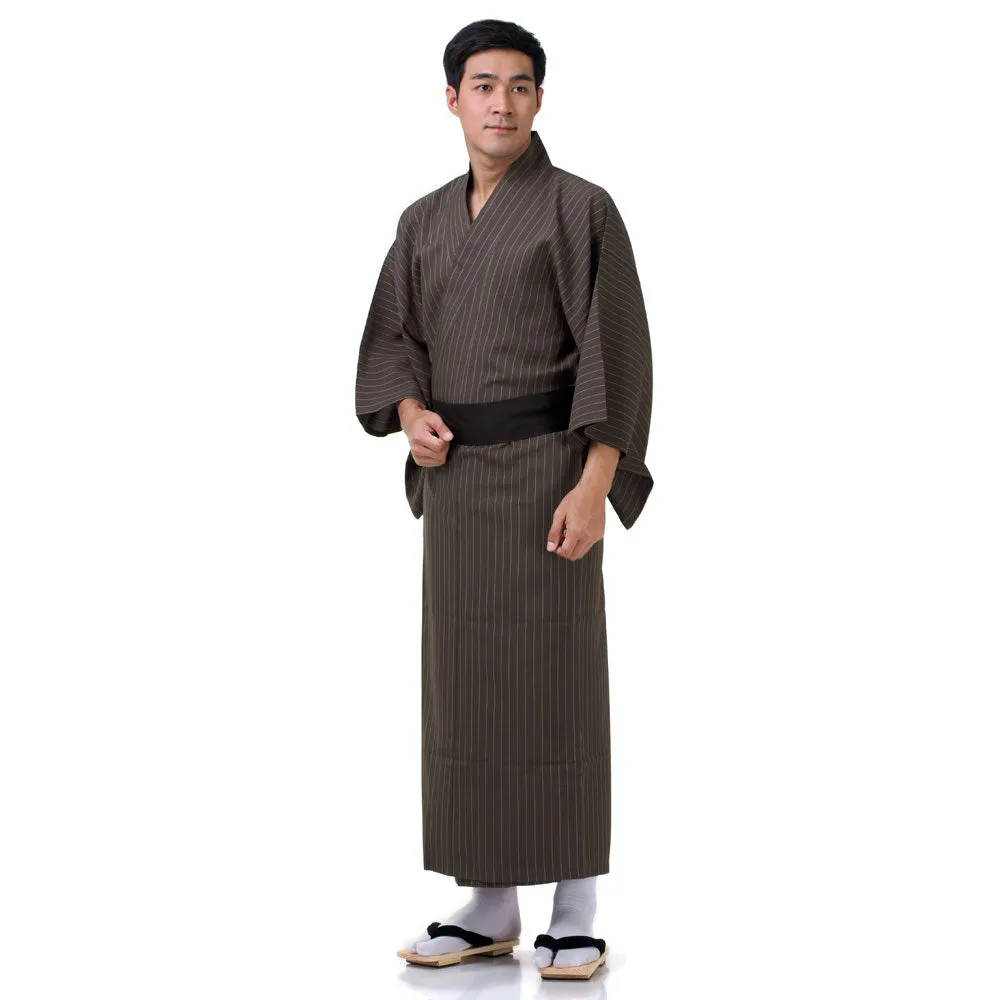 Men’s Brown Yurei Japanese Yukata Kimono Robe