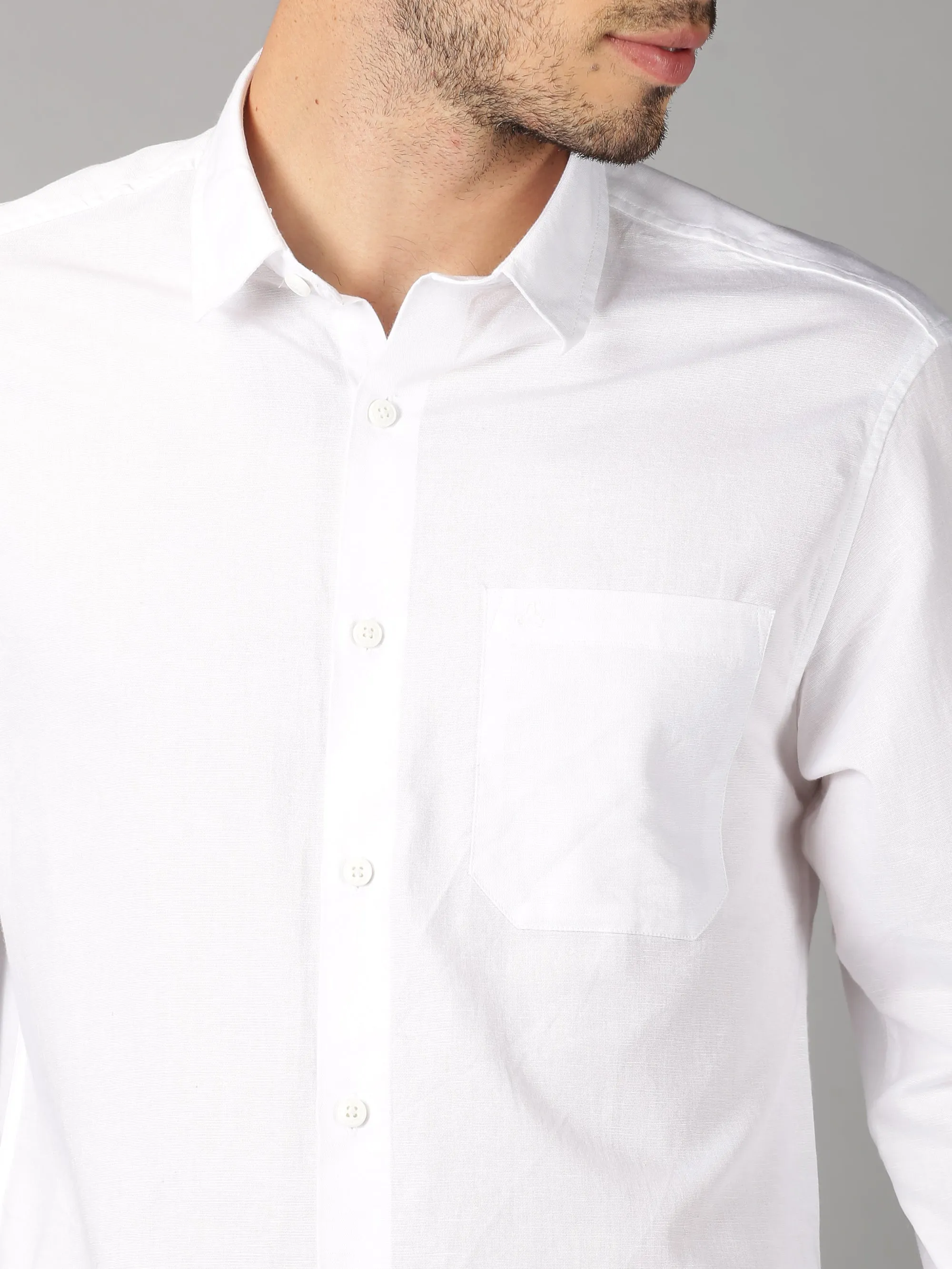 MEN'S WHITE SOLID SLIM FIT SHIRT