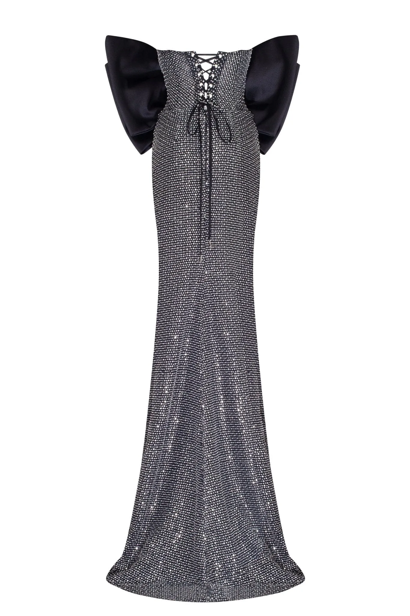 Mesmerizing big bow maxi gown covered in rhinestones