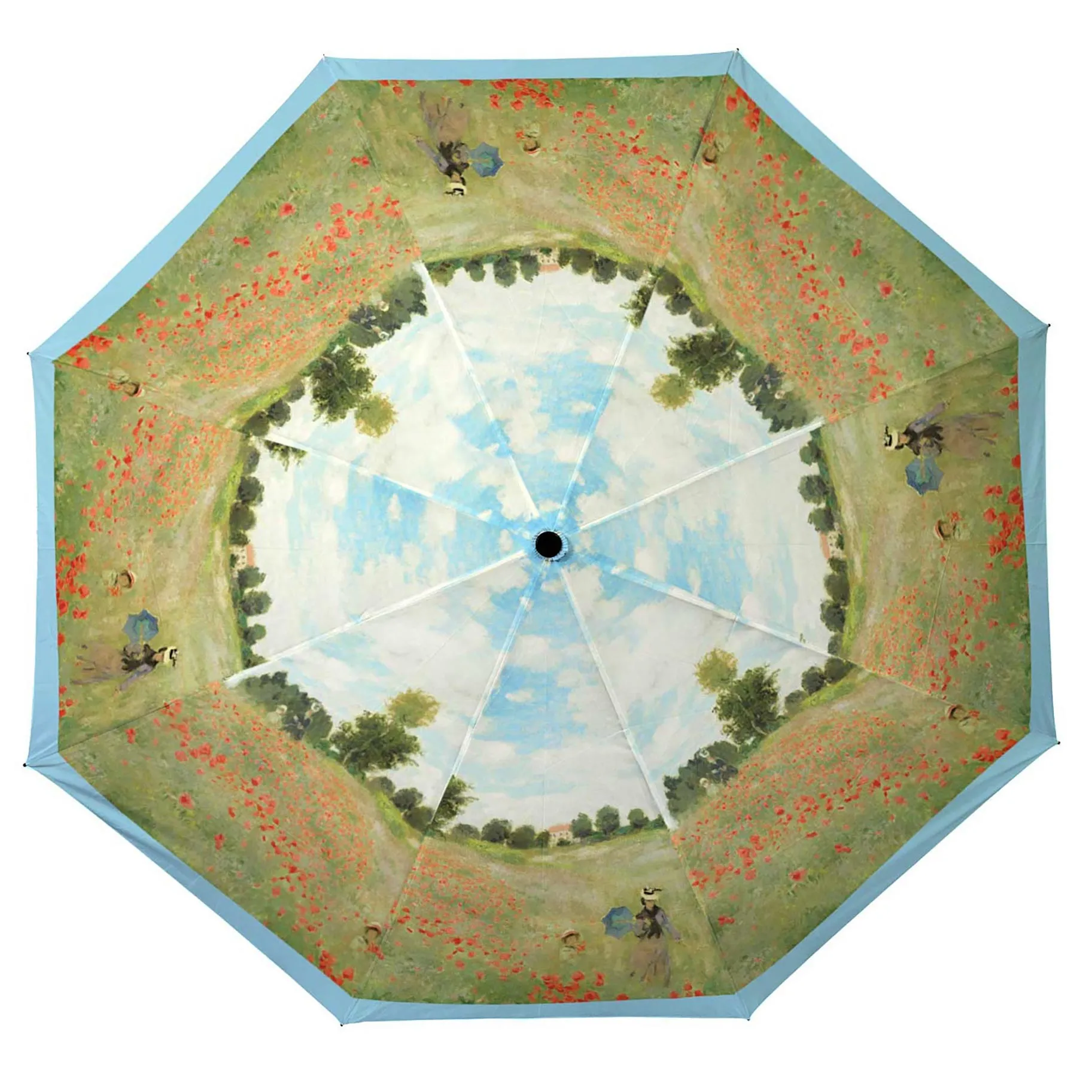 Monet Poppy Field Folding Travel Umbrella