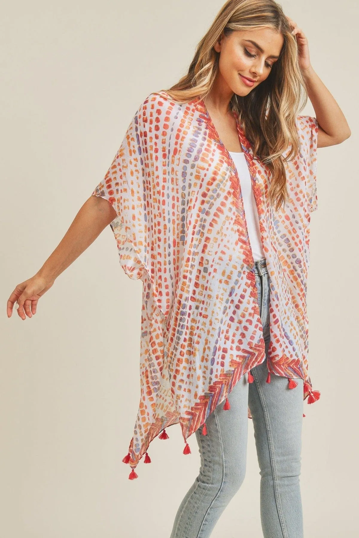 MS0179 Raindrop Tassel Summer Kimono