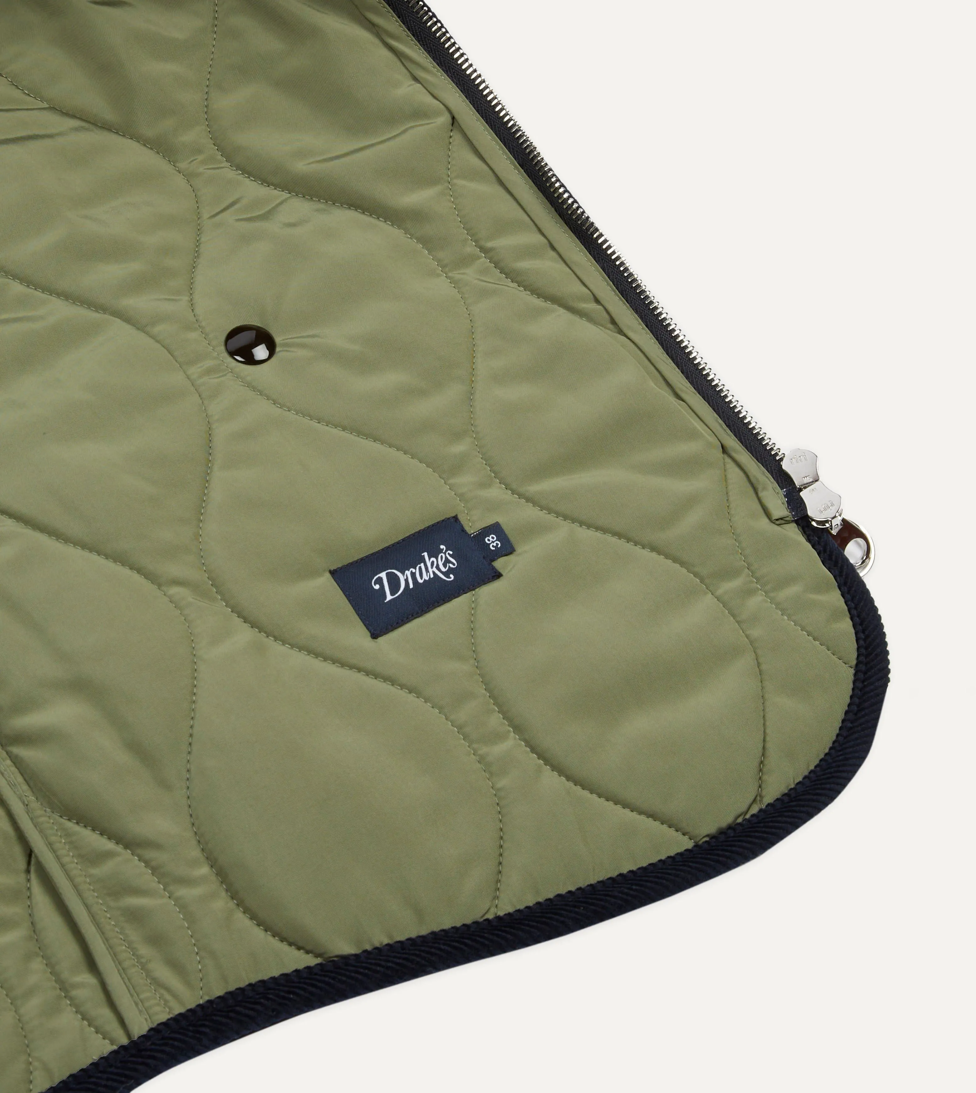 Navy Quilted Melton Wool Zip Vest