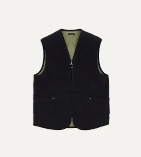 Navy Quilted Melton Wool Zip Vest