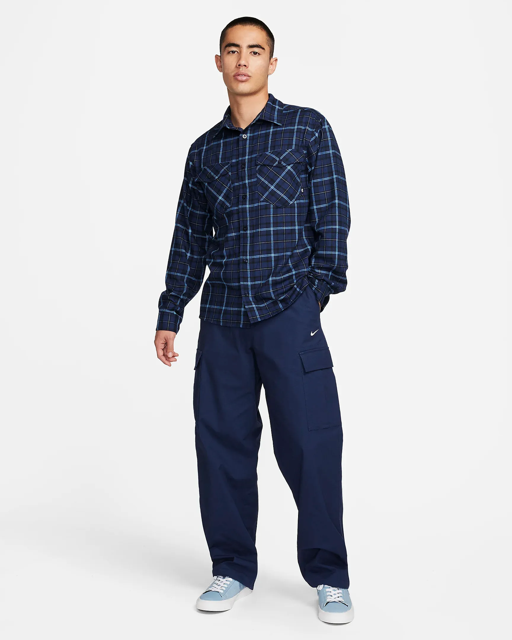 Nike SB Long Sleeve Flannel Skate Button Up Shirt