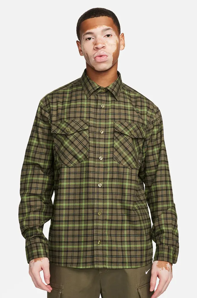 Nike SB Long Sleeve Flannel Skate Button Up Shirt