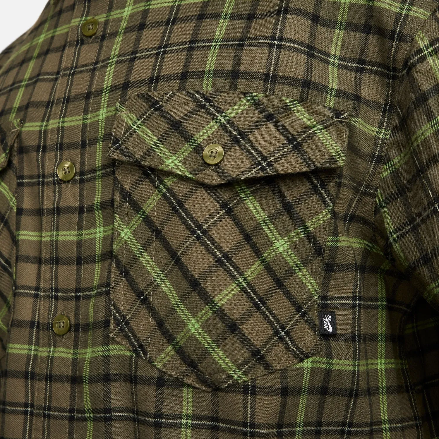 Nike SB Long Sleeve Flannel Skate Button Up Shirt