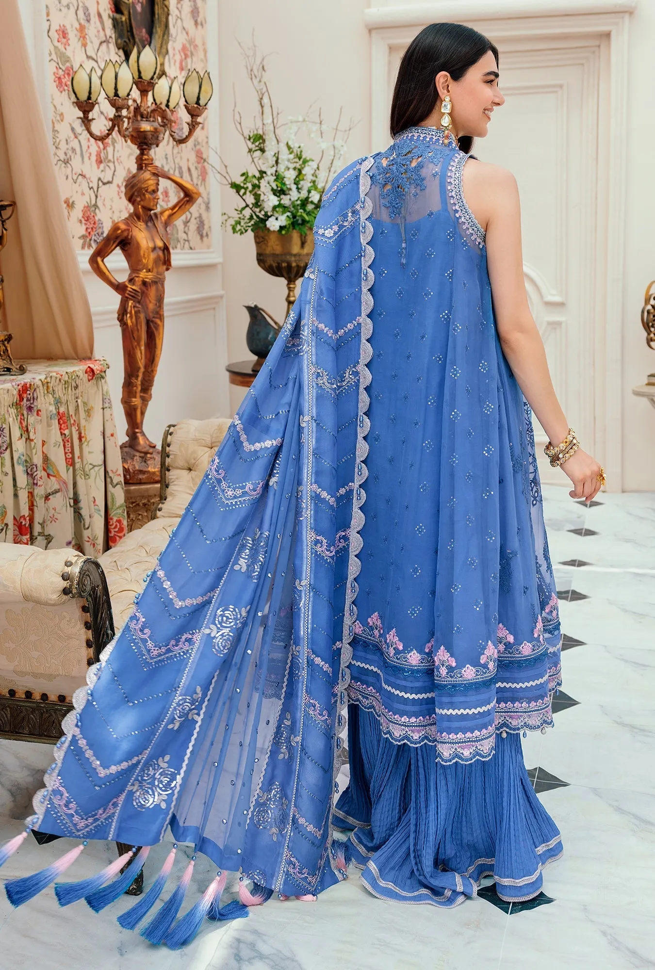 Noor by Saadia Asad · Chiffon Laserkari Collection  – D7-AZUL