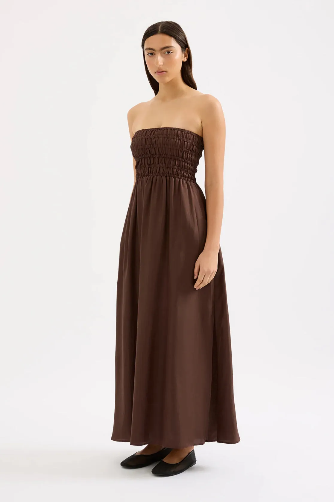 Nude Lucy Zuri Tencel Maxi Dress in Chocolate