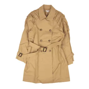 NWT OPENING CEREMONY Sand Brown Cotton Smocked Trench Coat Size XS $580