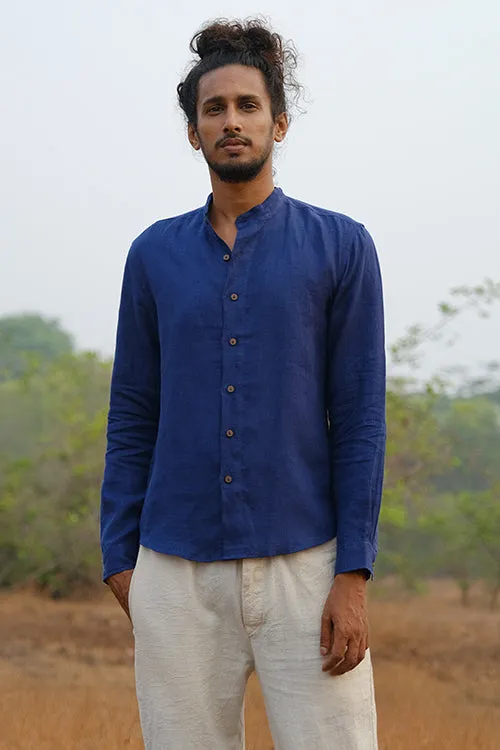 Okhai 'Oceania' Cotton Linen Blend Hand Embroidered Full Sleeves Shirt