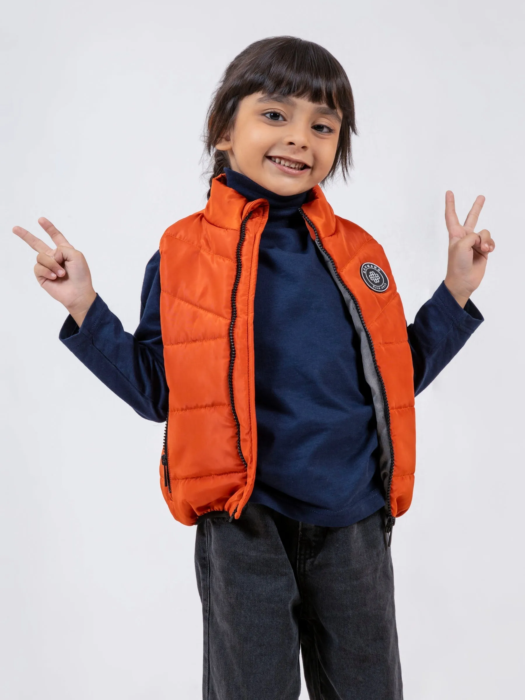 Orange Quilted Sporty Casual Gilet - Unisex