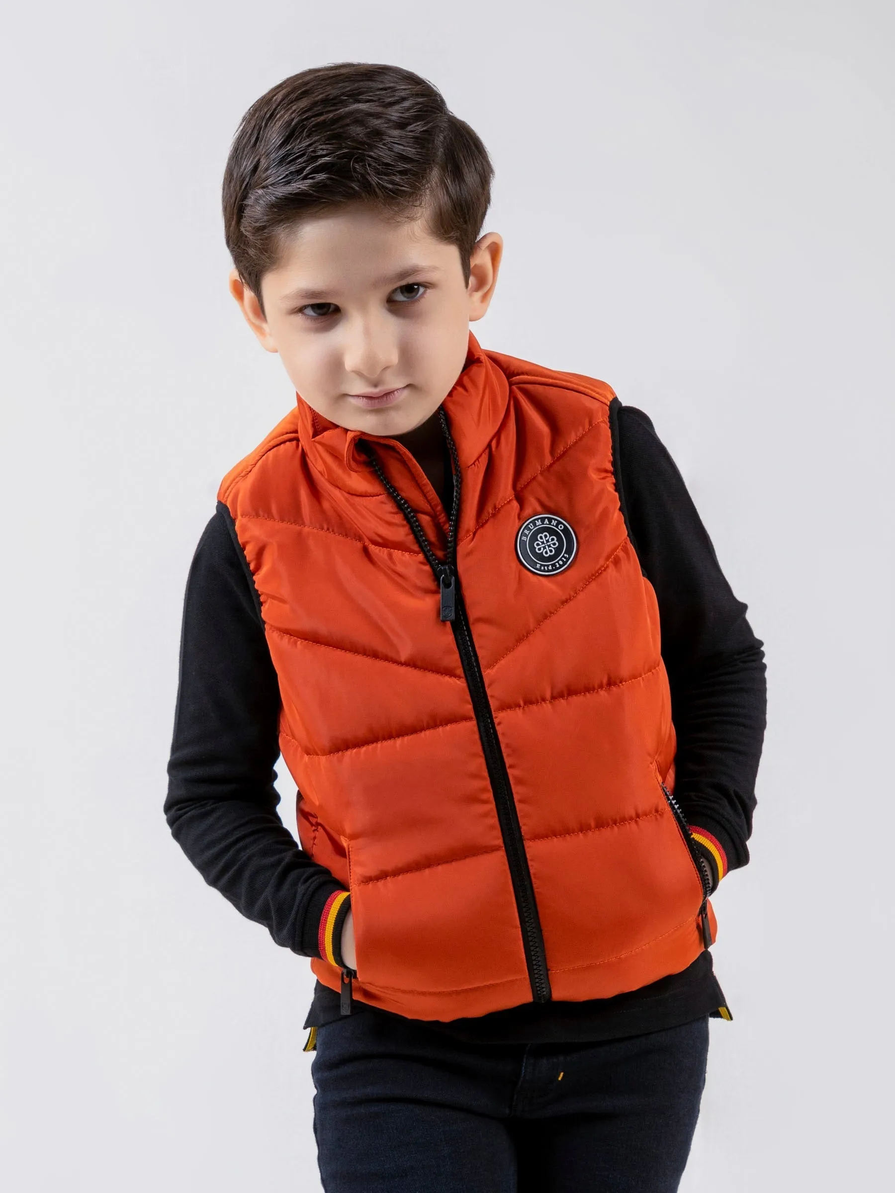 Orange Quilted Sporty Casual Gilet - Unisex