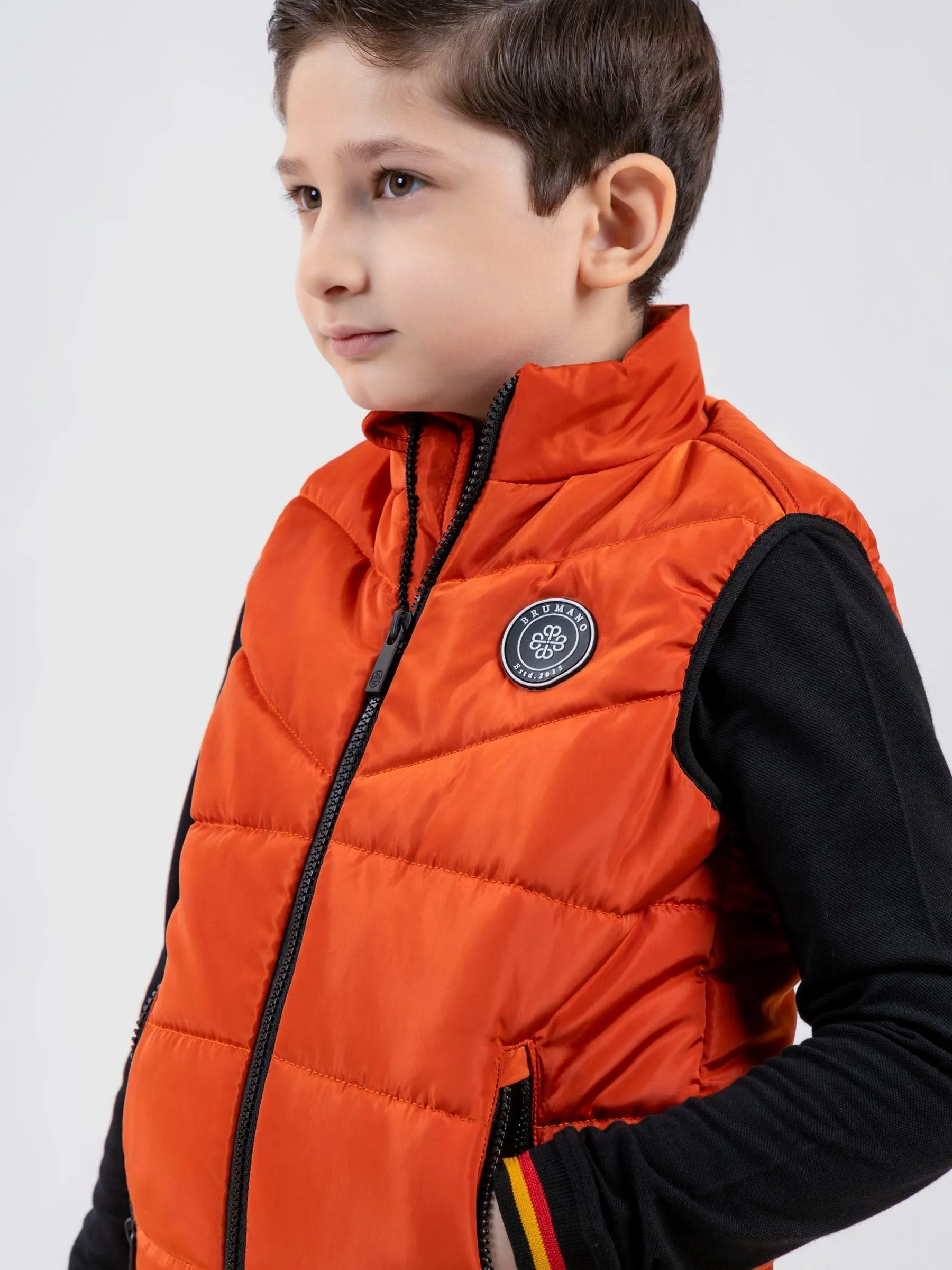 Orange Quilted Sporty Casual Gilet - Unisex