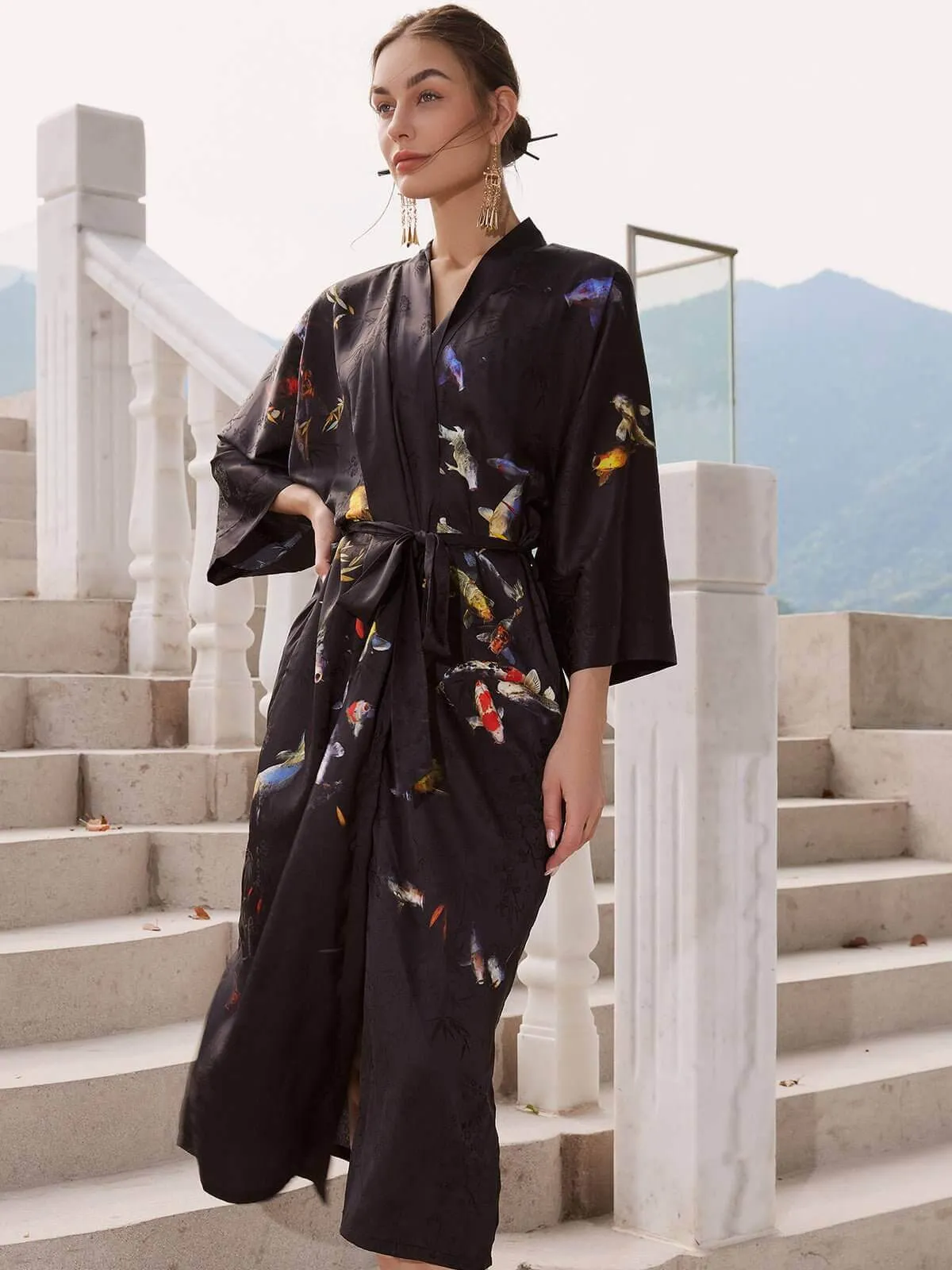 Oriental Koifish Kimono Robe