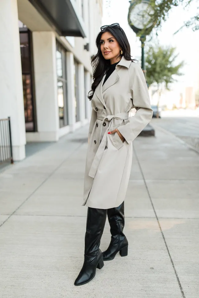 Over My Head Taupe Trench Coat FINAL SALE