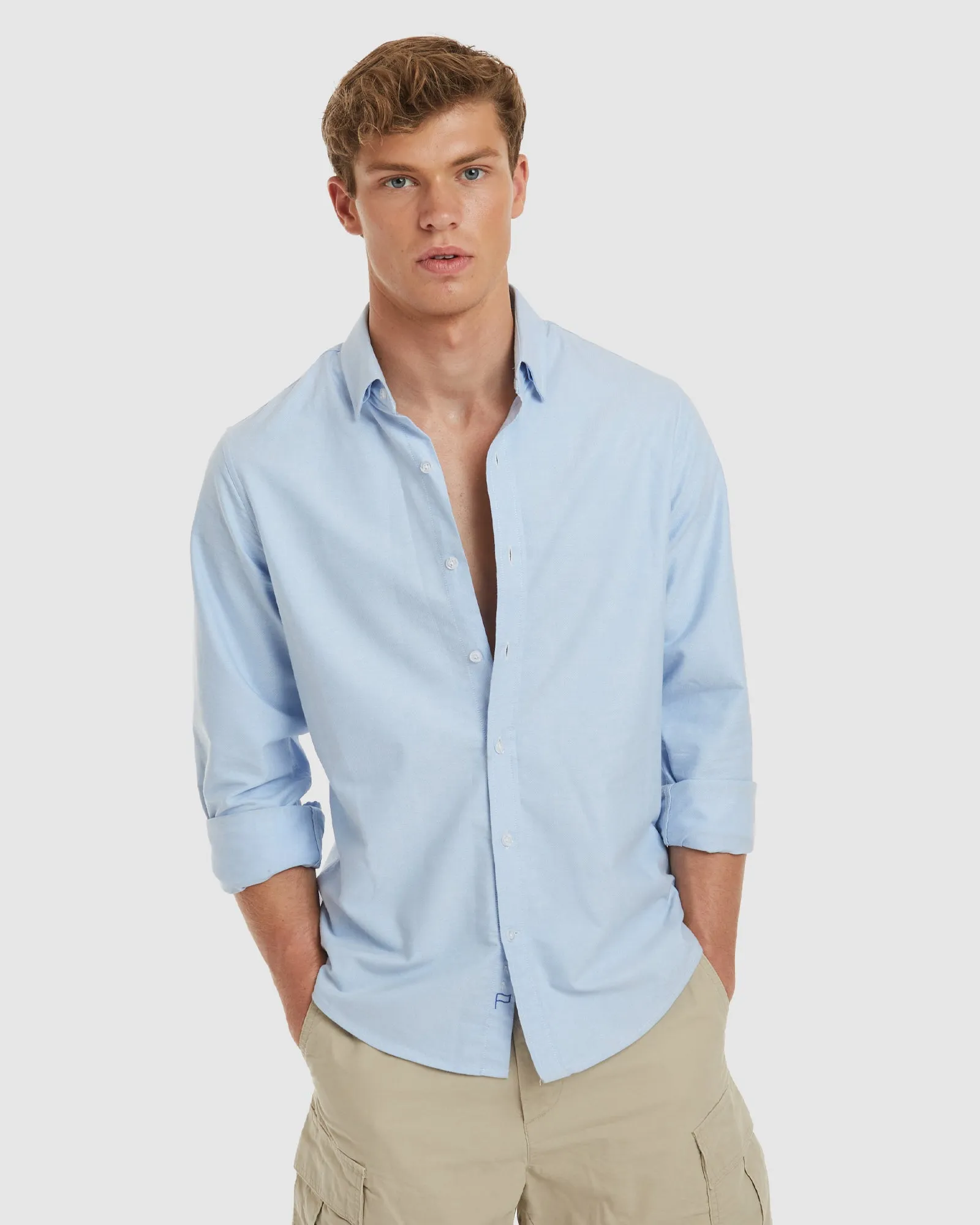 Oxford-Slim Blue Cotton Shirt