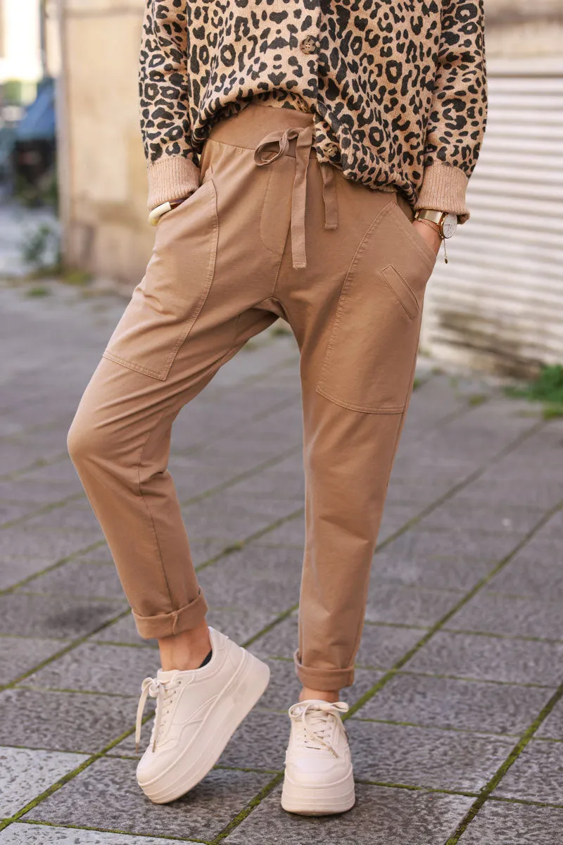 Pantalon de jogging camel clair urbain à poches