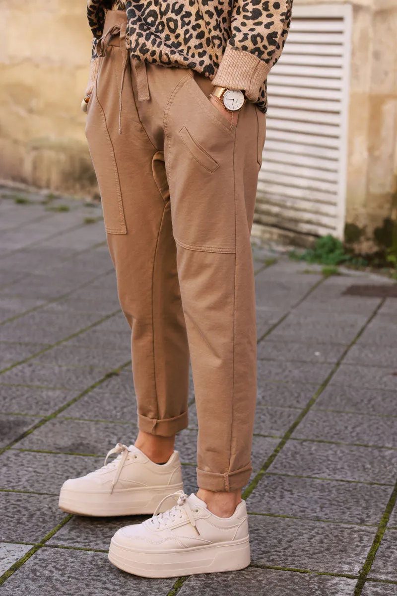 Pantalon de jogging camel clair urbain à poches