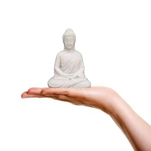 PEARSILK Handcrafted Dhyan Buddha Statue Aquarium Pond Fountains and Water or Fish Tank Meditation Buddha Statue Lord Figurine Idol Gift Items (White)