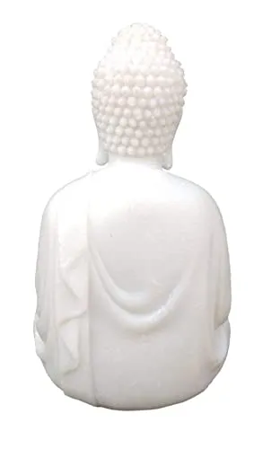 PEARSILK Handcrafted Dhyan Buddha Statue Aquarium Pond Fountains and Water or Fish Tank Meditation Buddha Statue Lord Figurine Idol Gift Items (White)