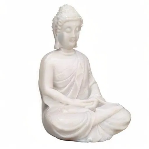 PEARSILK Handcrafted Dhyan Buddha Statue Aquarium Pond Fountains and Water or Fish Tank Meditation Buddha Statue Lord Figurine Idol Gift Items (White)