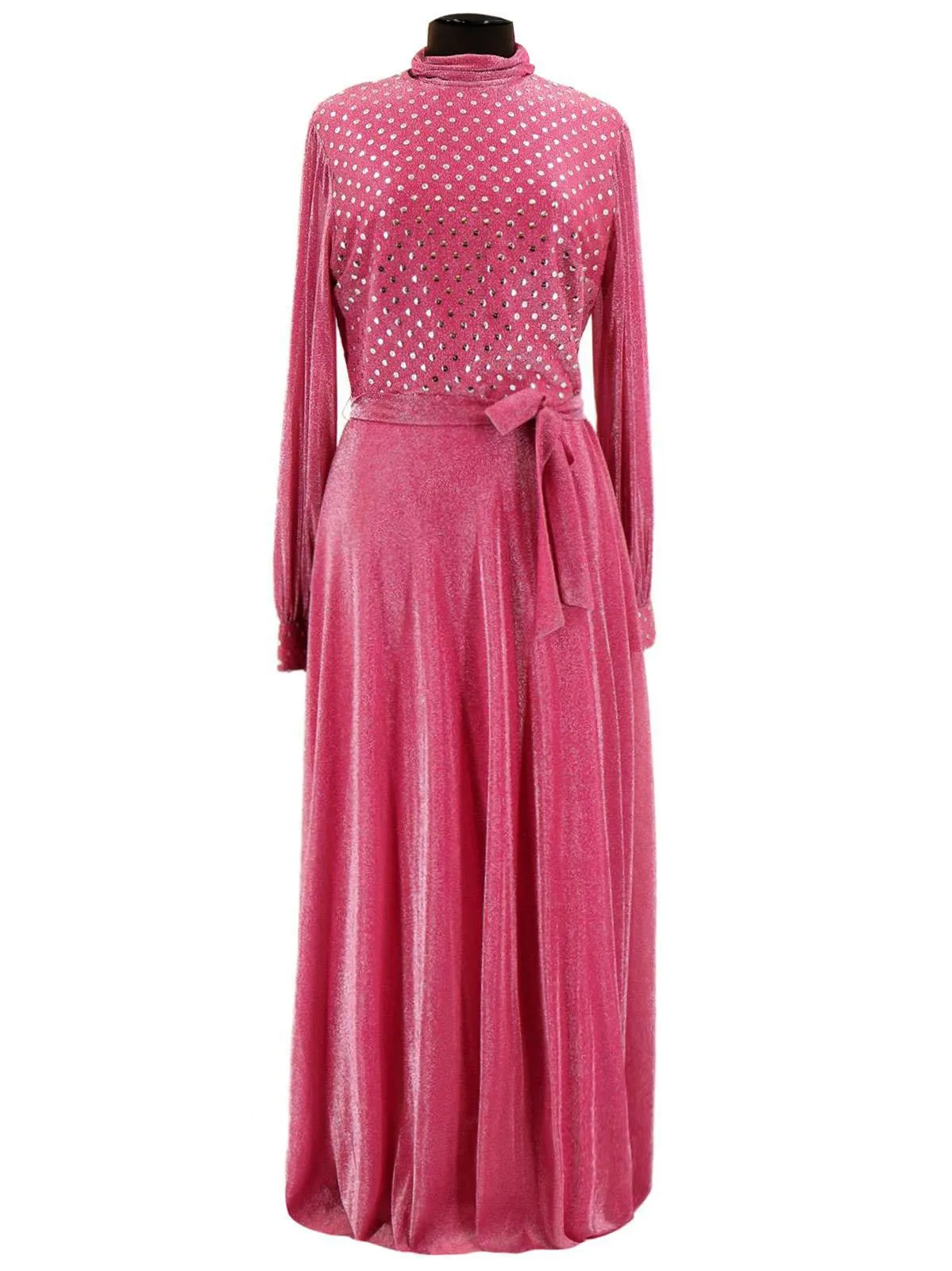 Pink Shimmery Vintage Maxi Occasion Dress