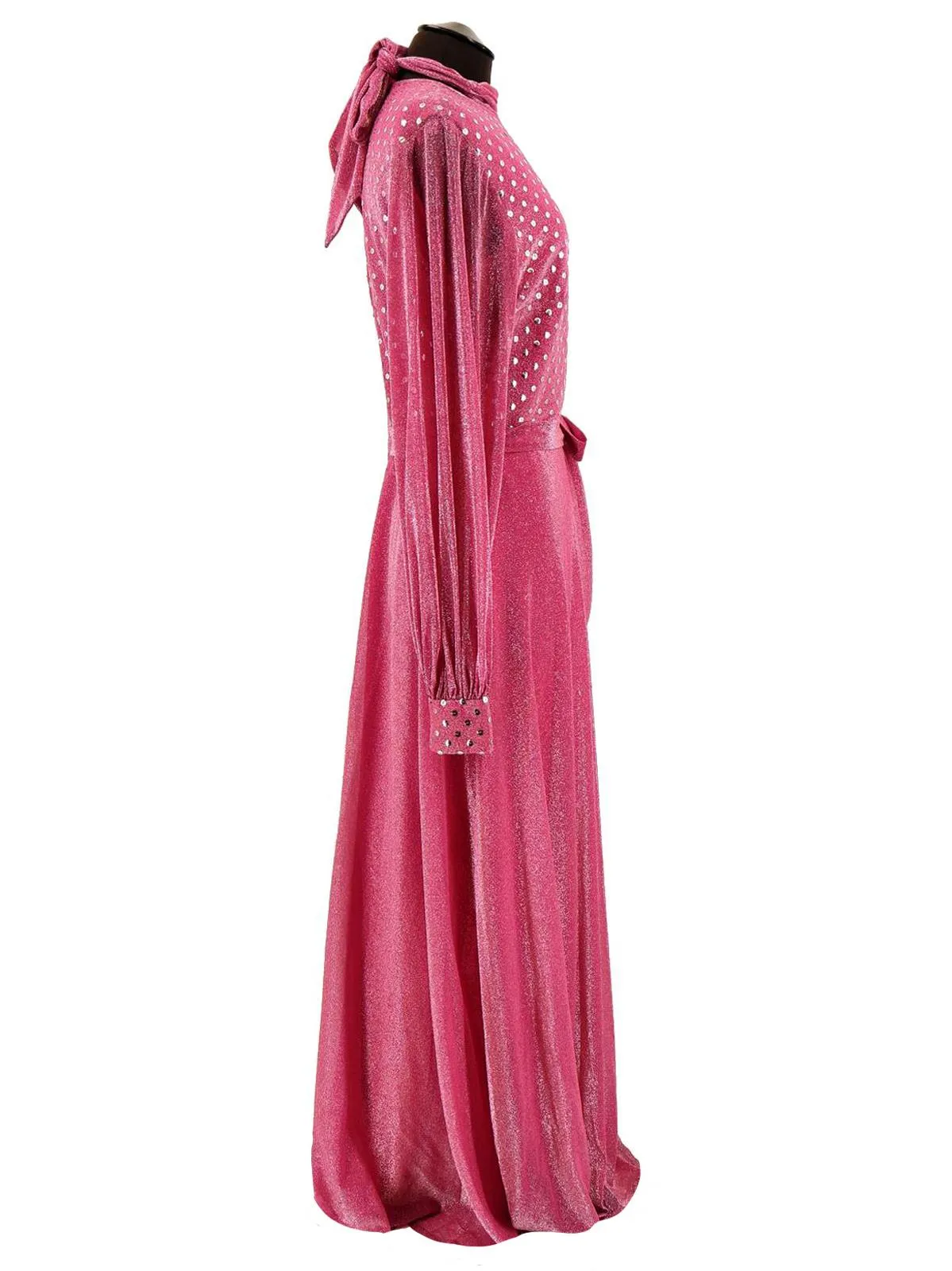 Pink Shimmery Vintage Maxi Occasion Dress