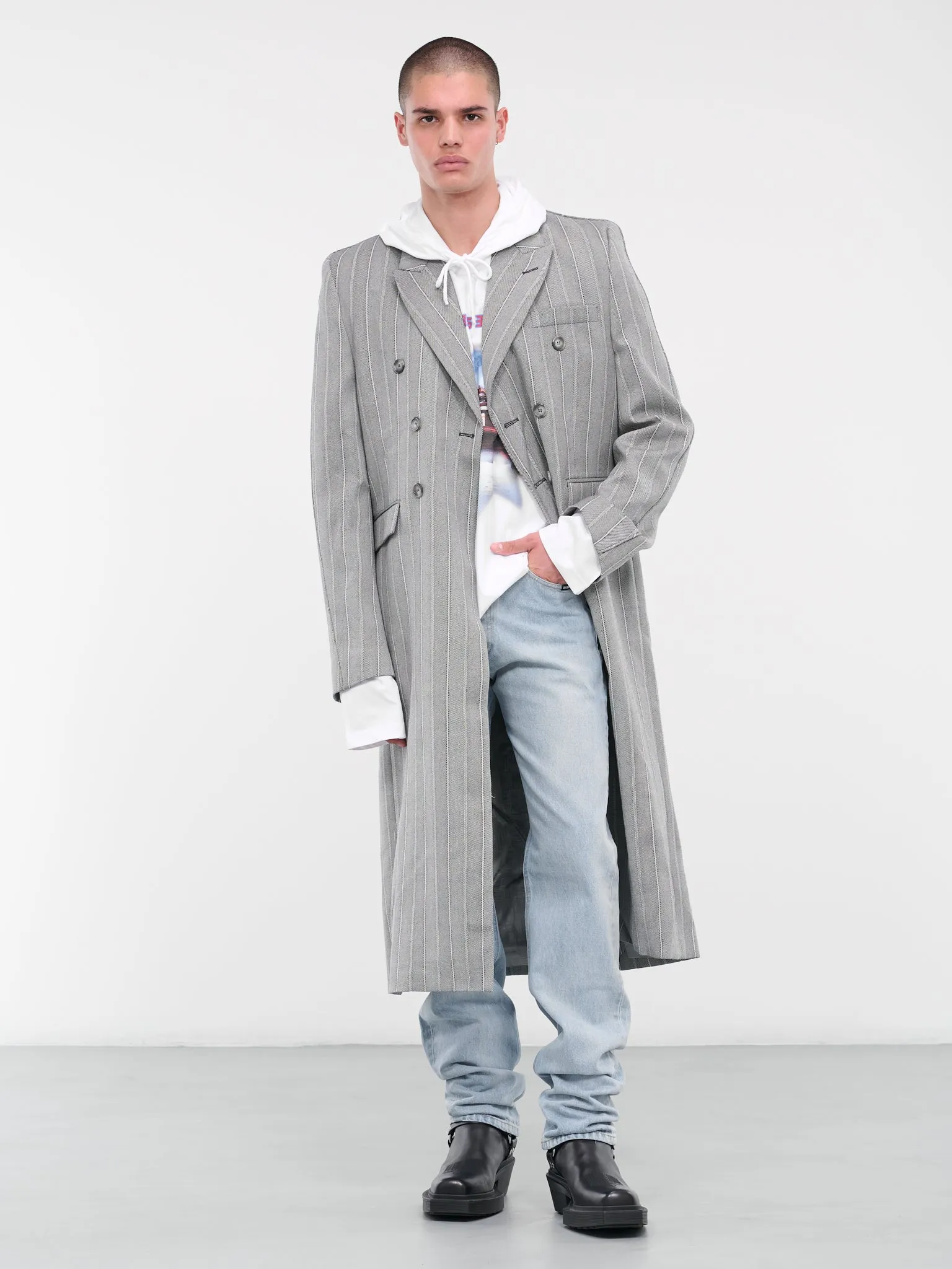 Pinstripe Trench Coat (VL18CO620G-GREY)