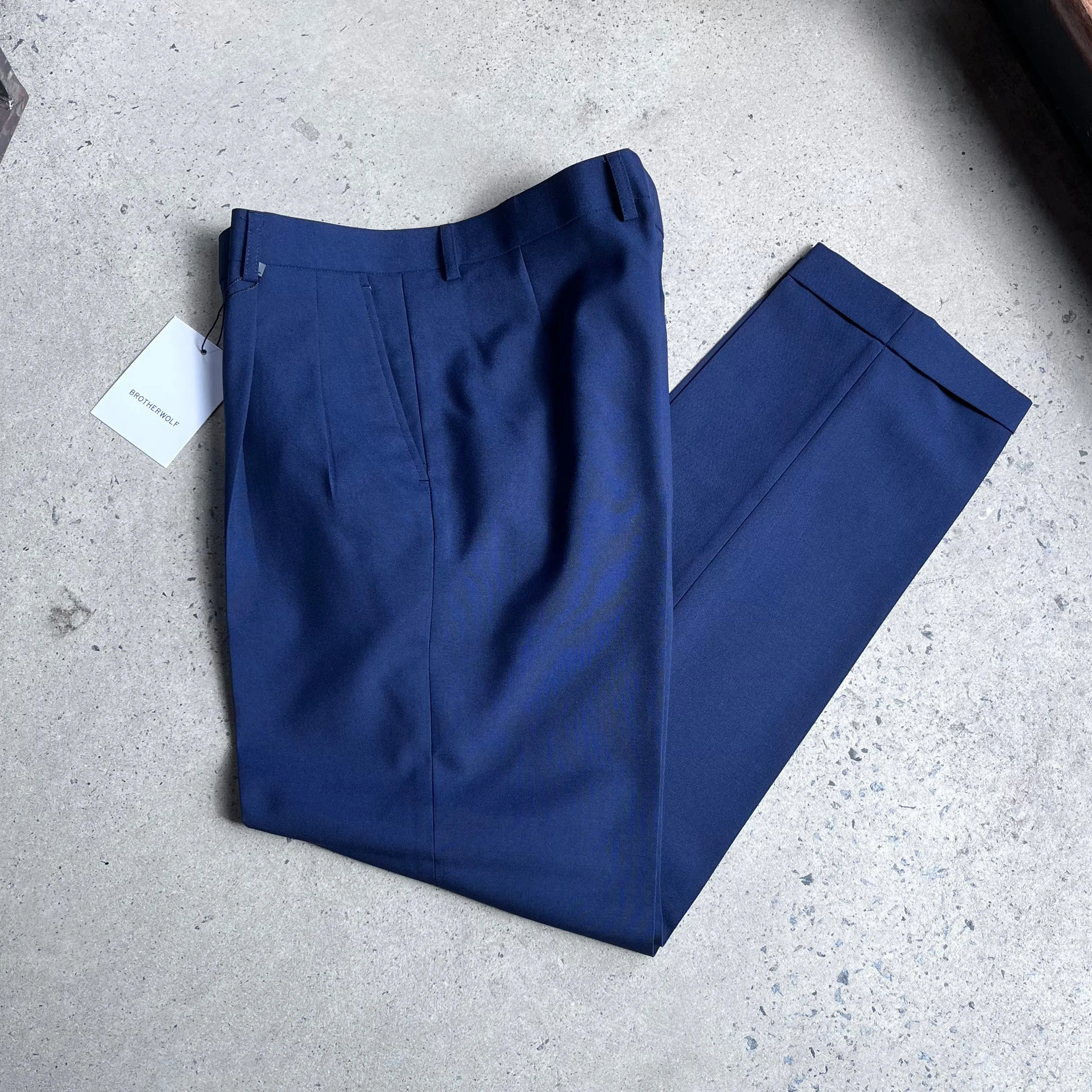 Pleated Tailored Trouser - Navy