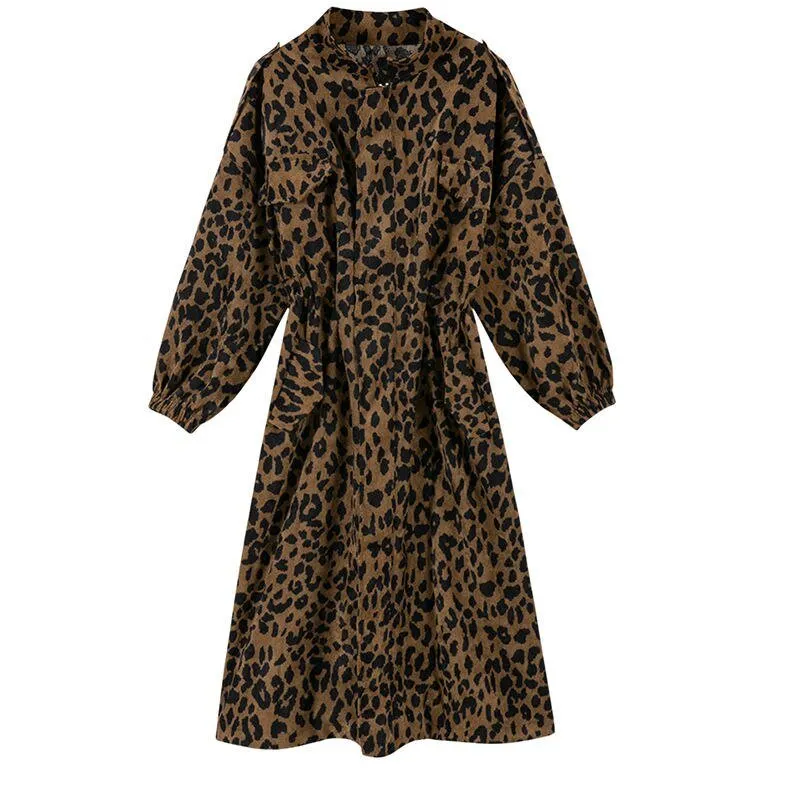 Pre Order:  Brown Leopard Long Trench Coat