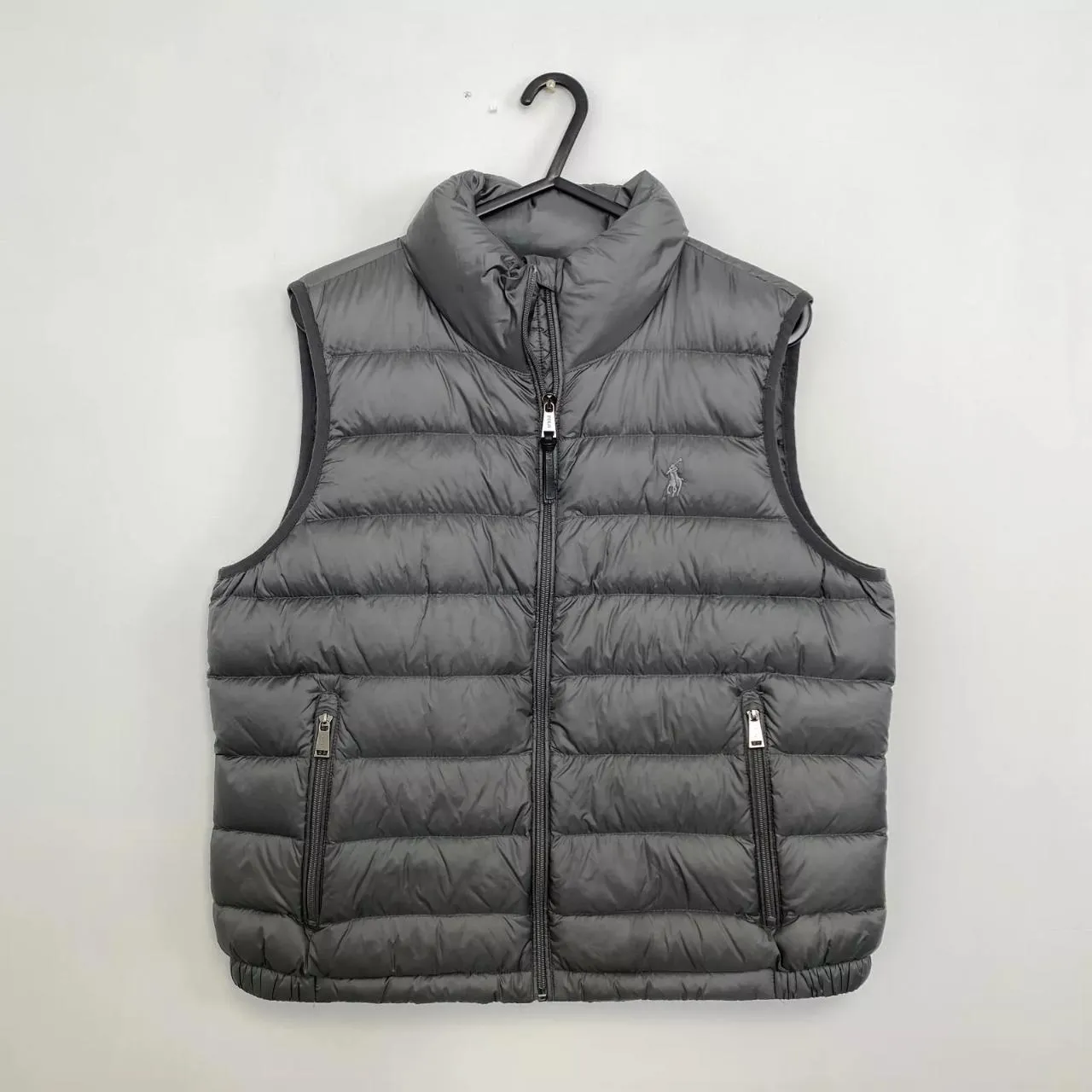 Preowned Polo Ralph Lauren Womens Down Puffer Gilet Vest Size L Grey Retro Lightweight.