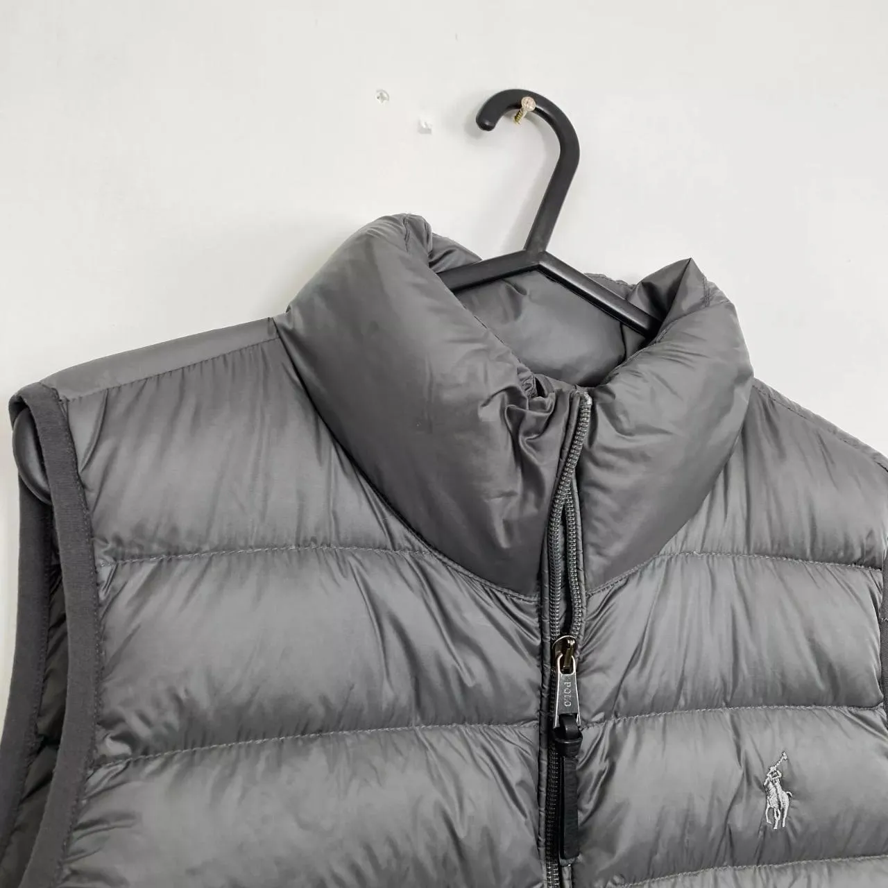 Preowned Polo Ralph Lauren Womens Down Puffer Gilet Vest Size L Grey Retro Lightweight.