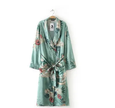 Printed gown and kimono cardigan