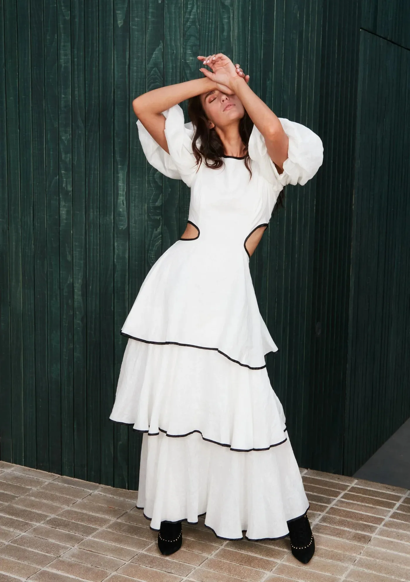 Puff Sleeve Maxi Dress White