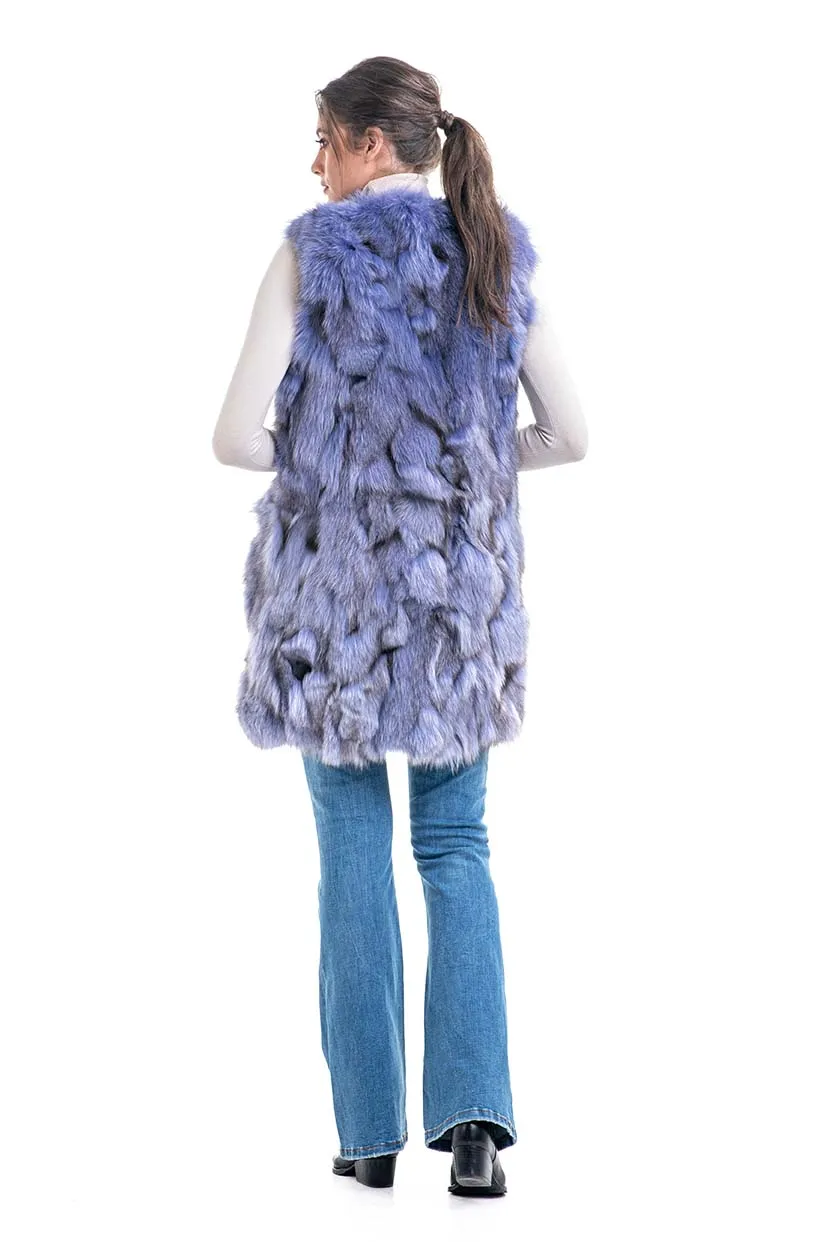 Purple Genuine Fox Fur Vest