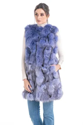 Purple Genuine Fox Fur Vest