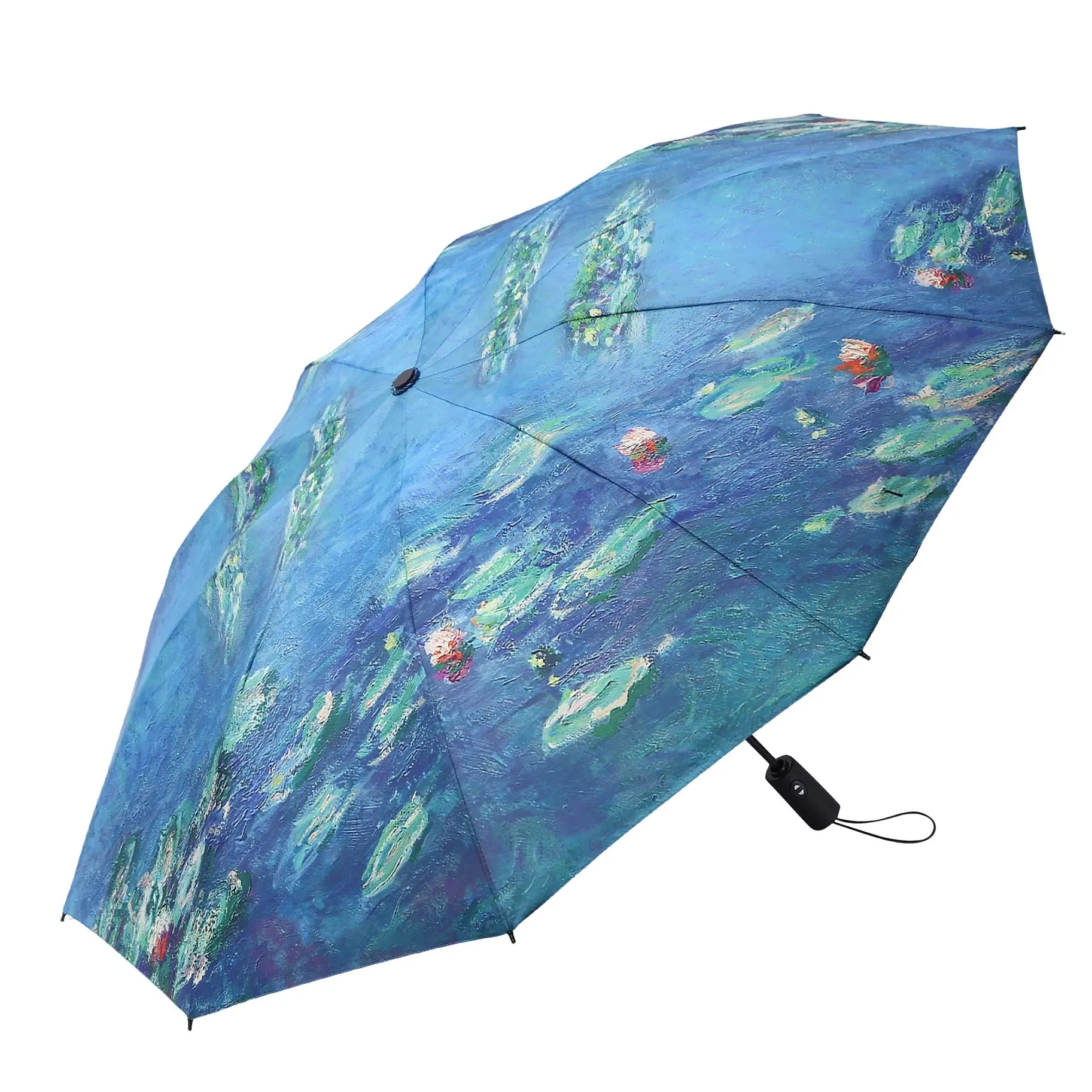 RainCaper Monet Water Lilies Folding Travel Umbrella