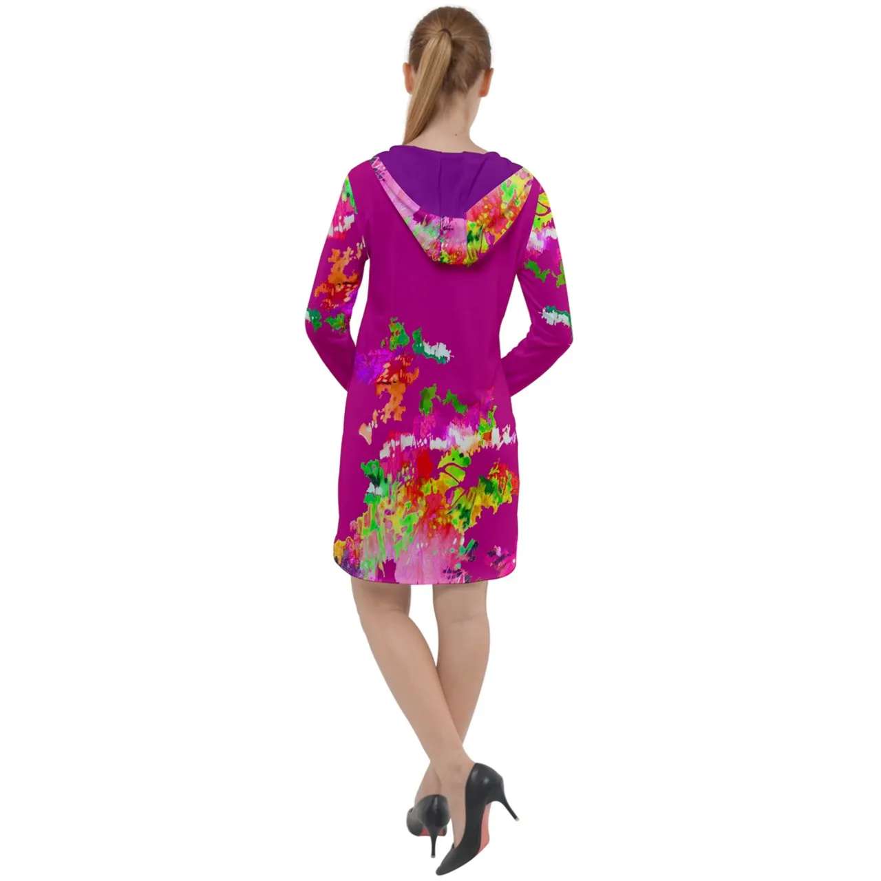 RAMO de FLORES Long Sleeve Hoodie Dress