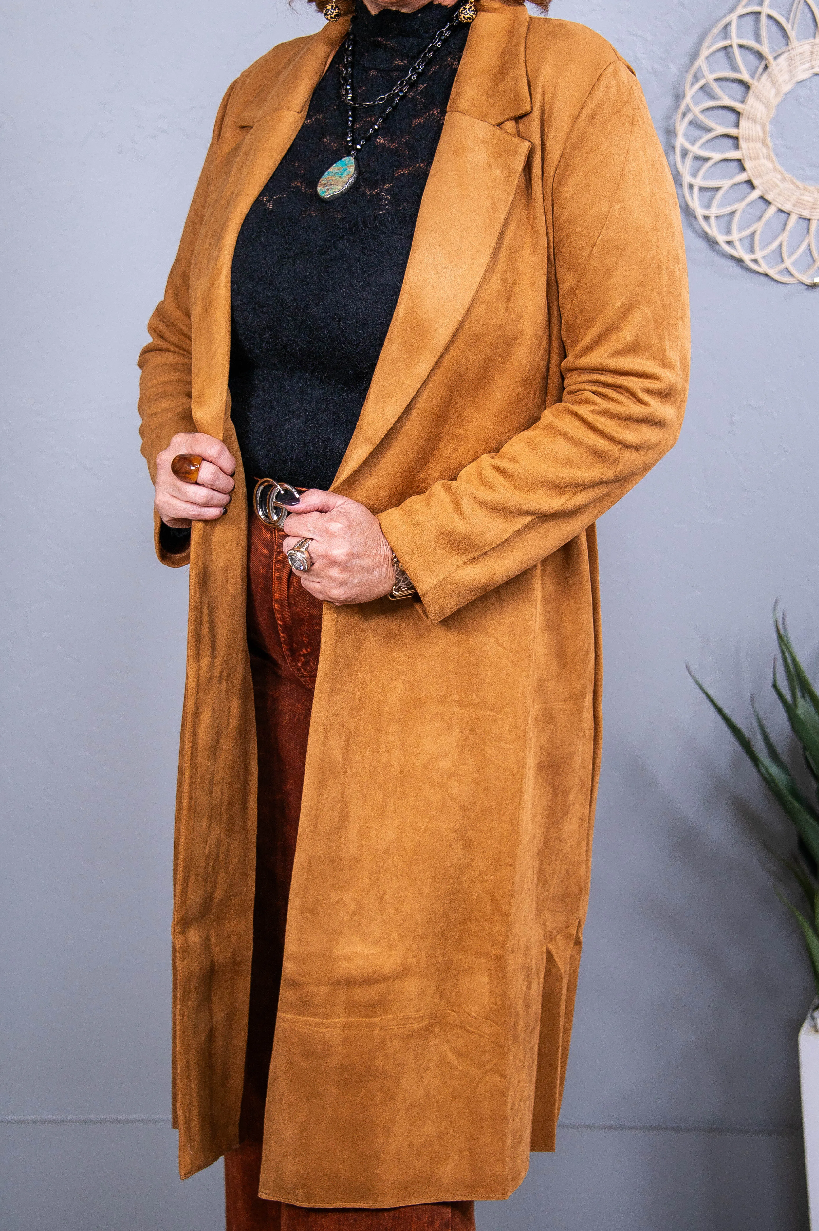 Ready For Chilly Nights Camel Long Suede Trench Coat - O5597CA