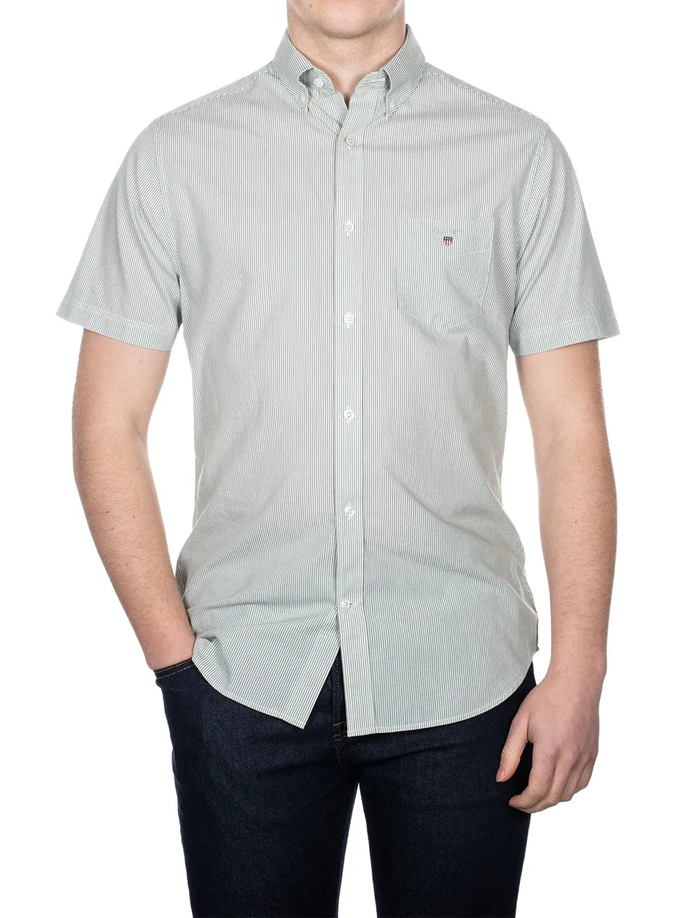 Regular Fit Broadcloth Banker Buttondown Shortsleeve Kalamata Green