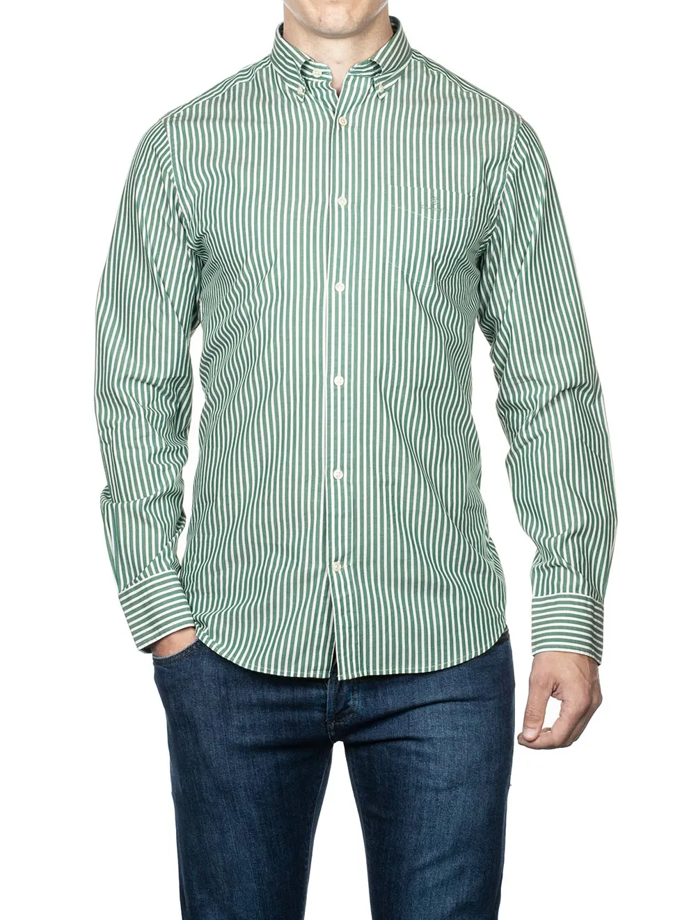 Regular Fit Stripe Broadcloth Shirt Lavish Green